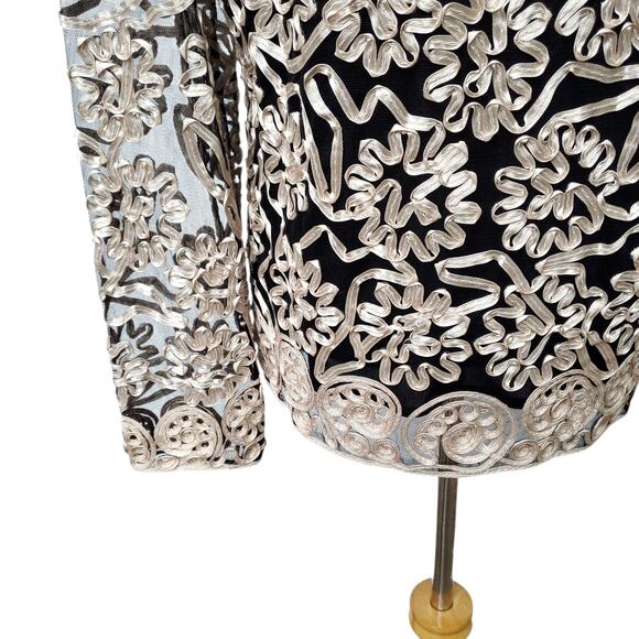 Damee Inc Black Mesh Soutache Zip Jacket & Matching Tank Top Twinset Sz L - Picture 11 of 16